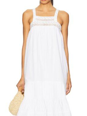 NWT White Cotton Maxi Dress 100% Cotton Lined